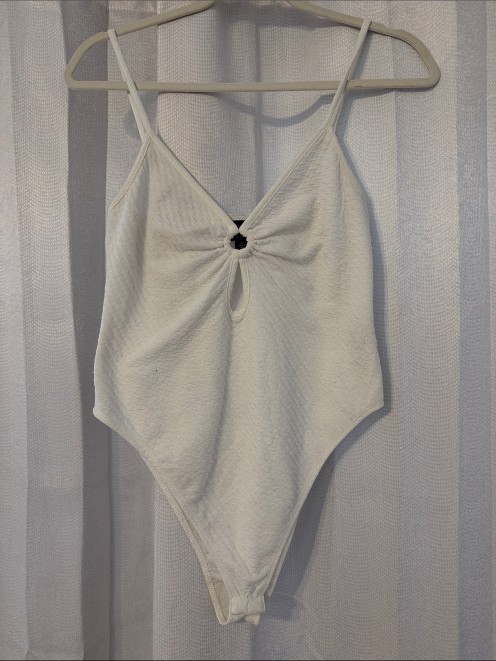 wild fable White Textured Bodysuit with Front Twist